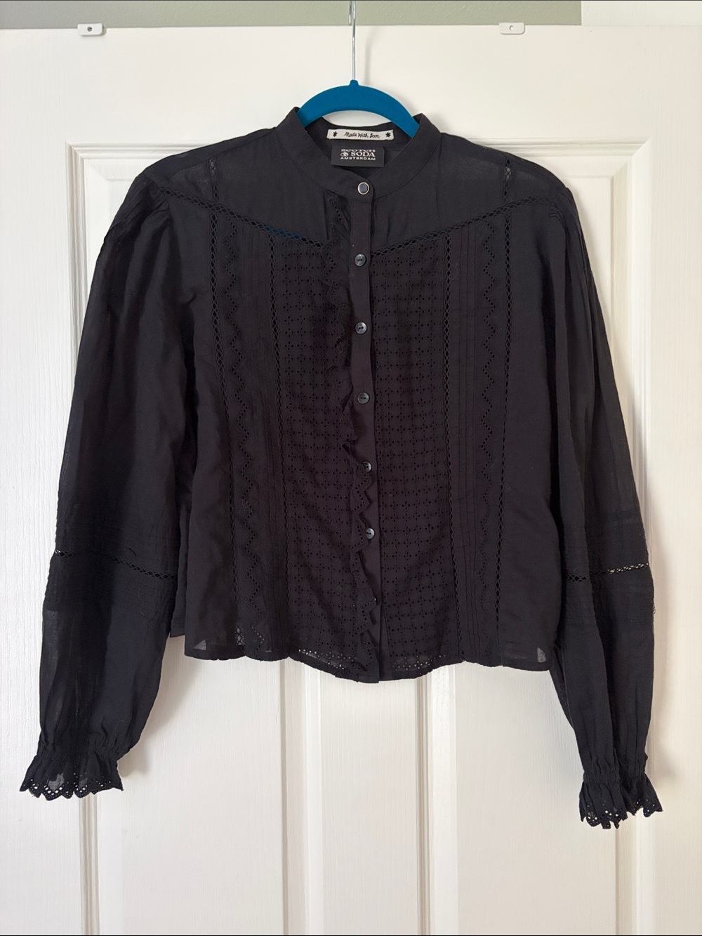 Scotch & Soda Black Eyelet Button-Front Women’s Top